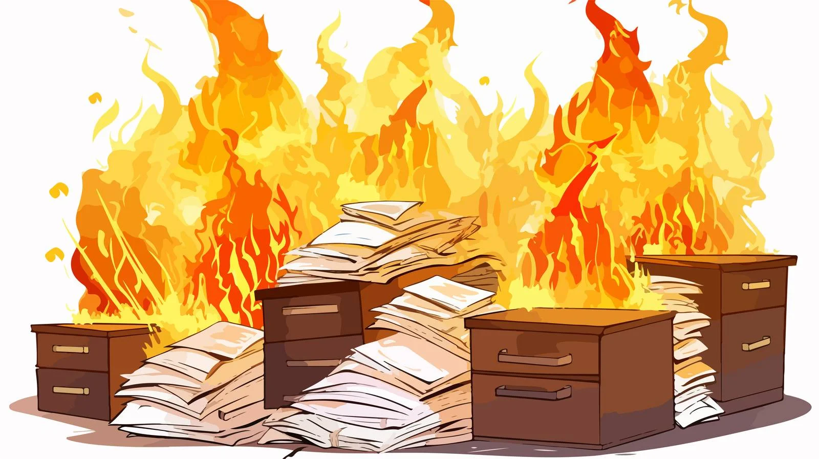 Burning Business Files Stock Illustration — free download from Dotvec