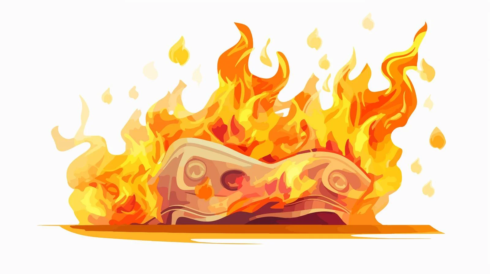 Cartoon Burning Money Illustration — free download from Dotvec