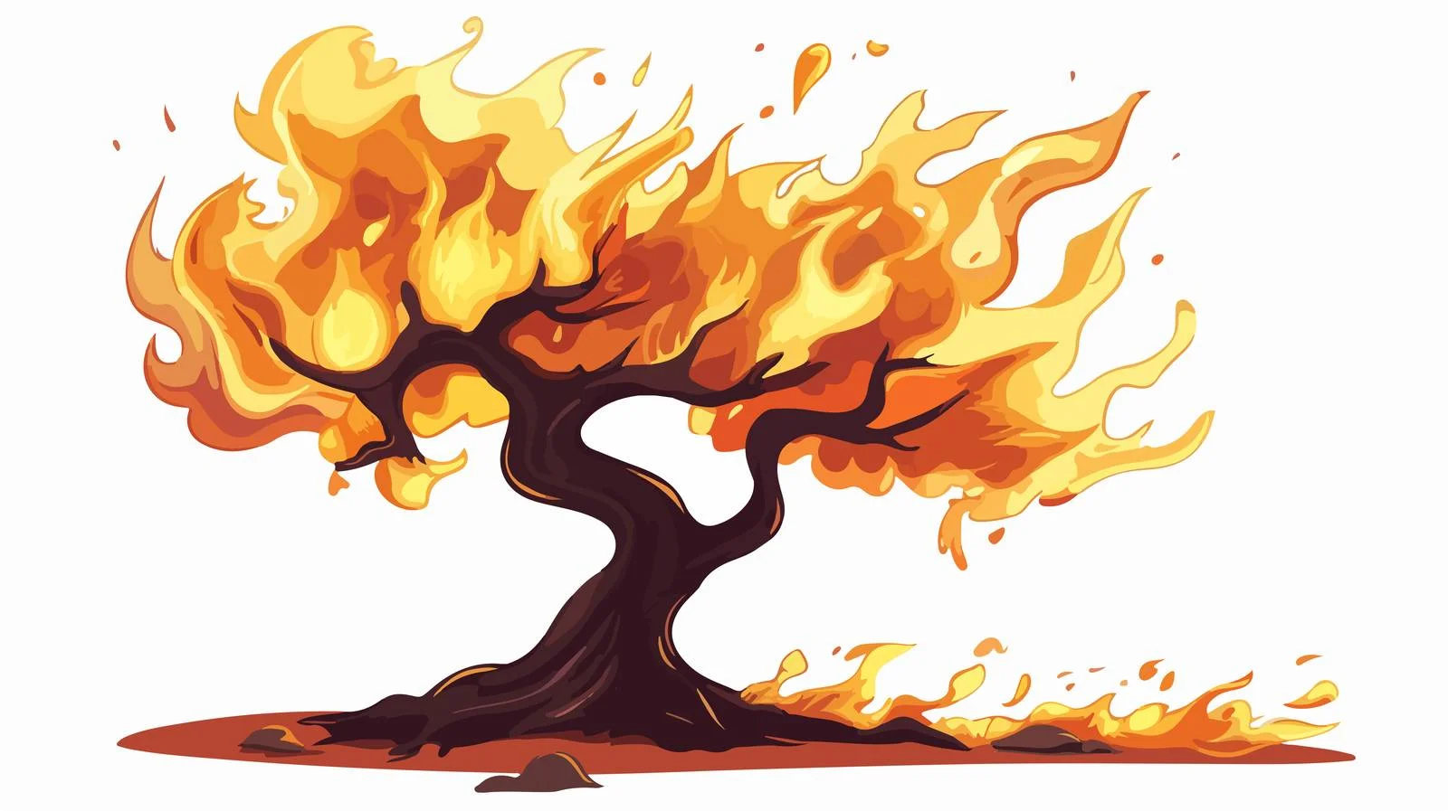 Cartoon Burning Tree Vector Illustration — free download from Dotvec