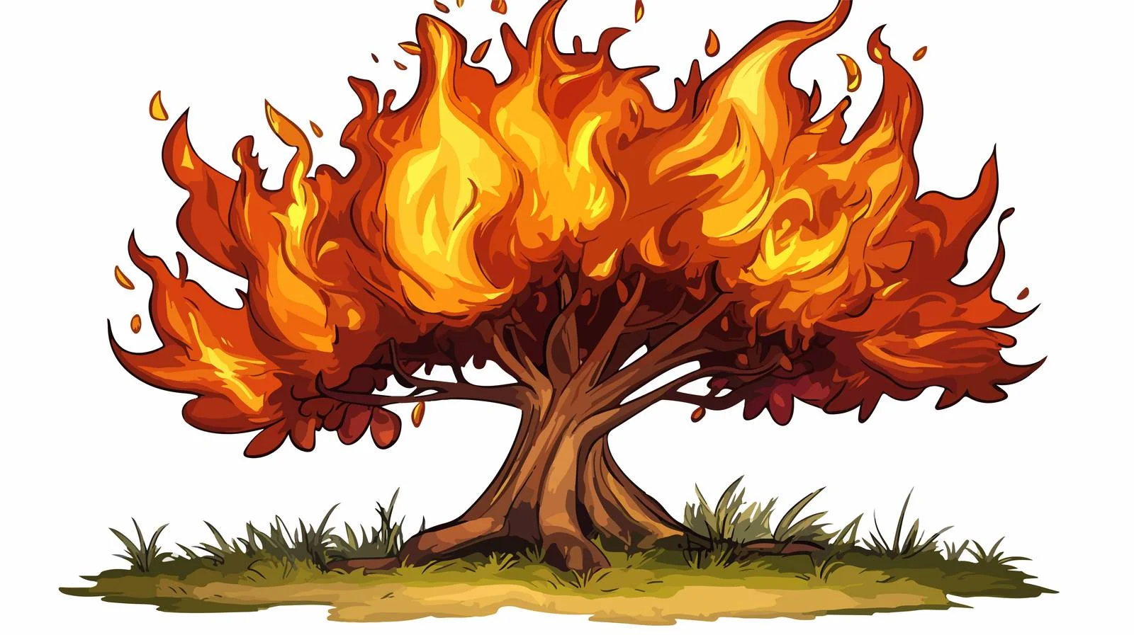 Cartoon Burning Tree Vector Illustration — free download from Dotvec