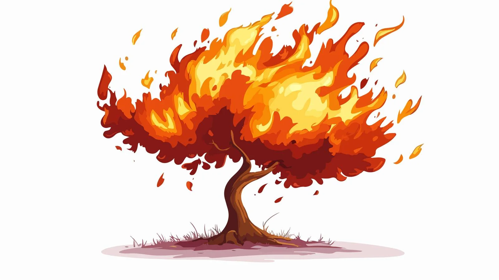 Burning Tree Cartoon Vector Illustration — free download from Dotvec