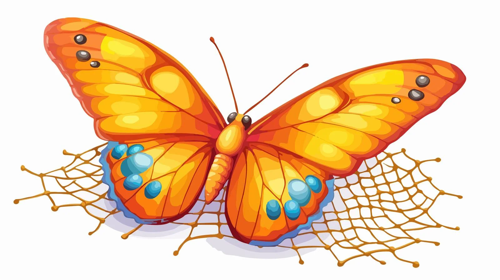 Cartoon Butterfly Catching Net Vector Illustration — free download from Dotvec