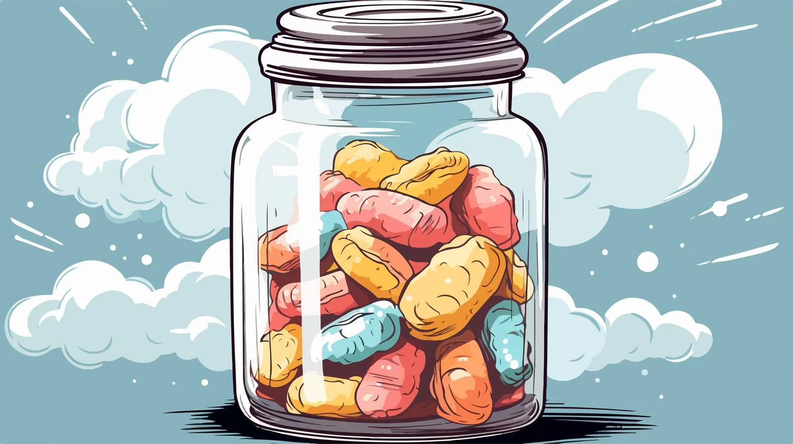 Whimsical Candy Jar with Thought Bubble — free download from Dotvec
