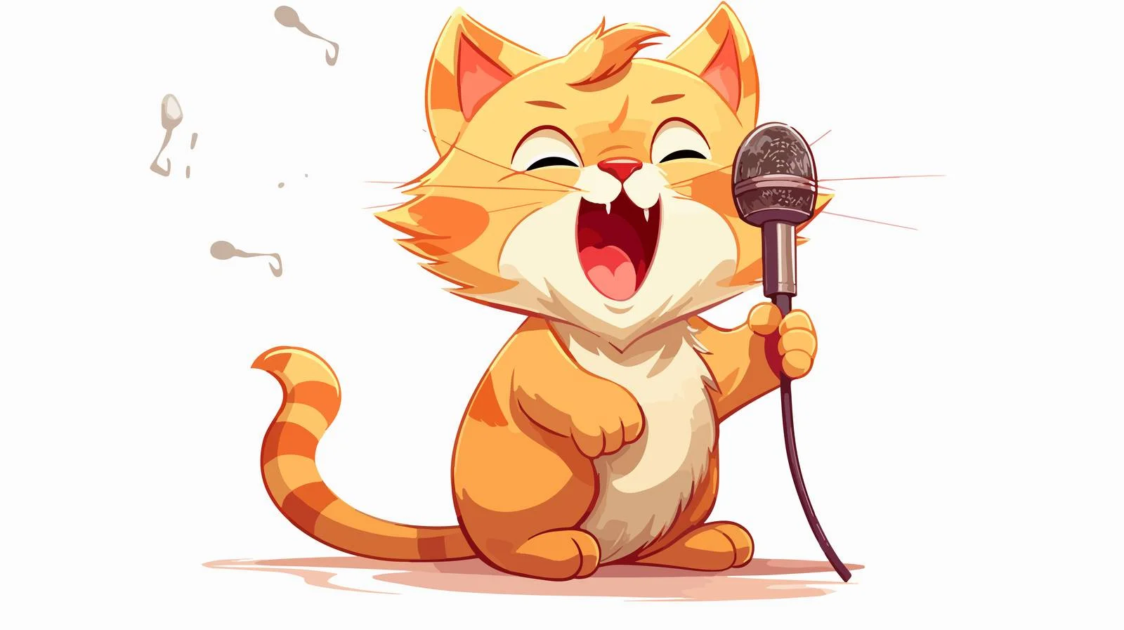 Cheerful Cartoon Cat Singing Vector Illustration — free download from Dotvec
