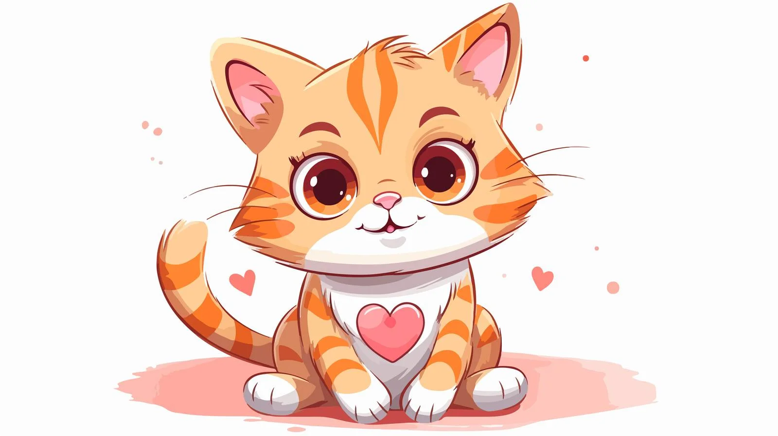 Cute Cartoon Cat with Heart Vector — free download from Dotvec