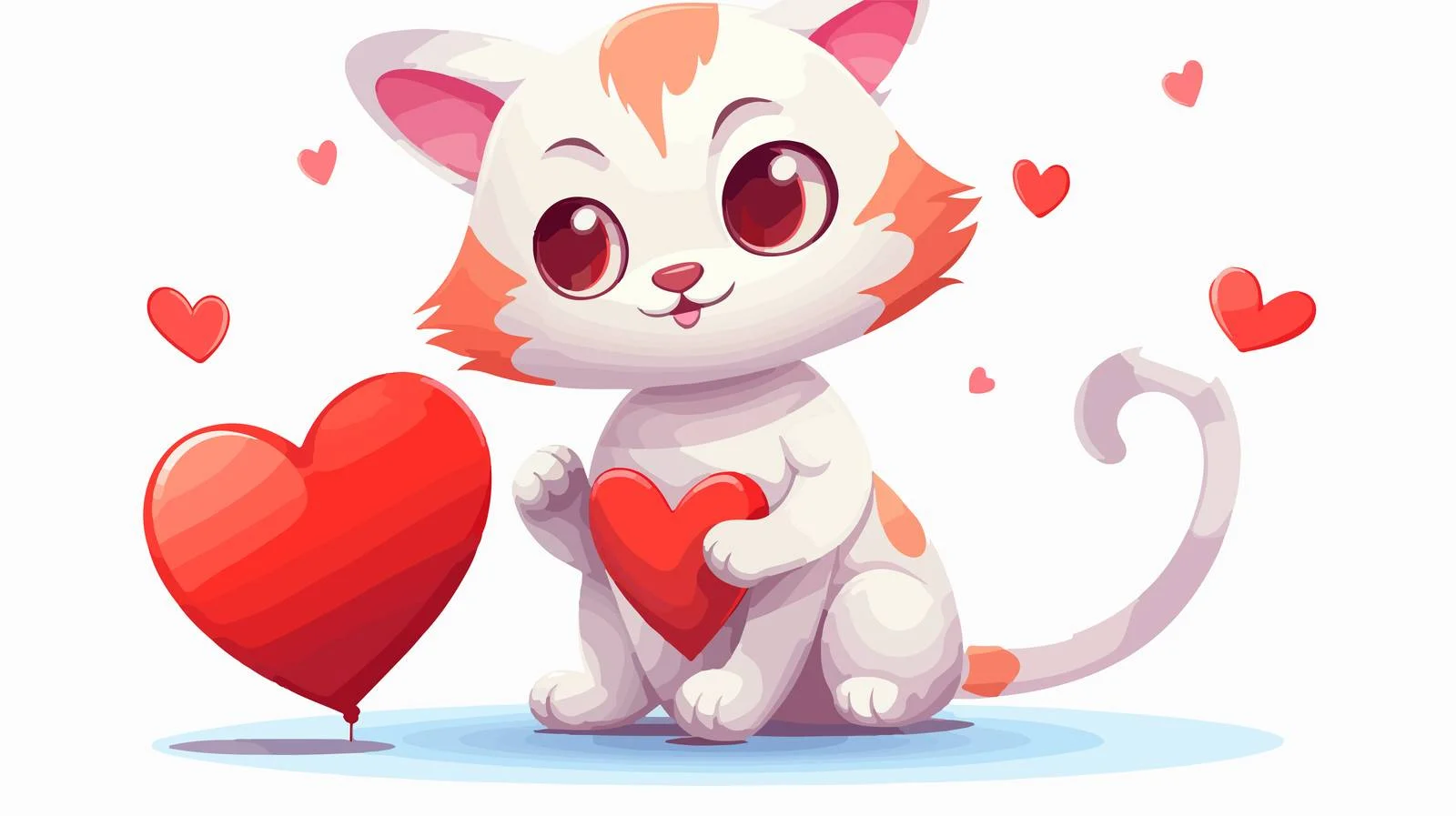 Cute Cat with Love Heart Vector — free download from Dotvec