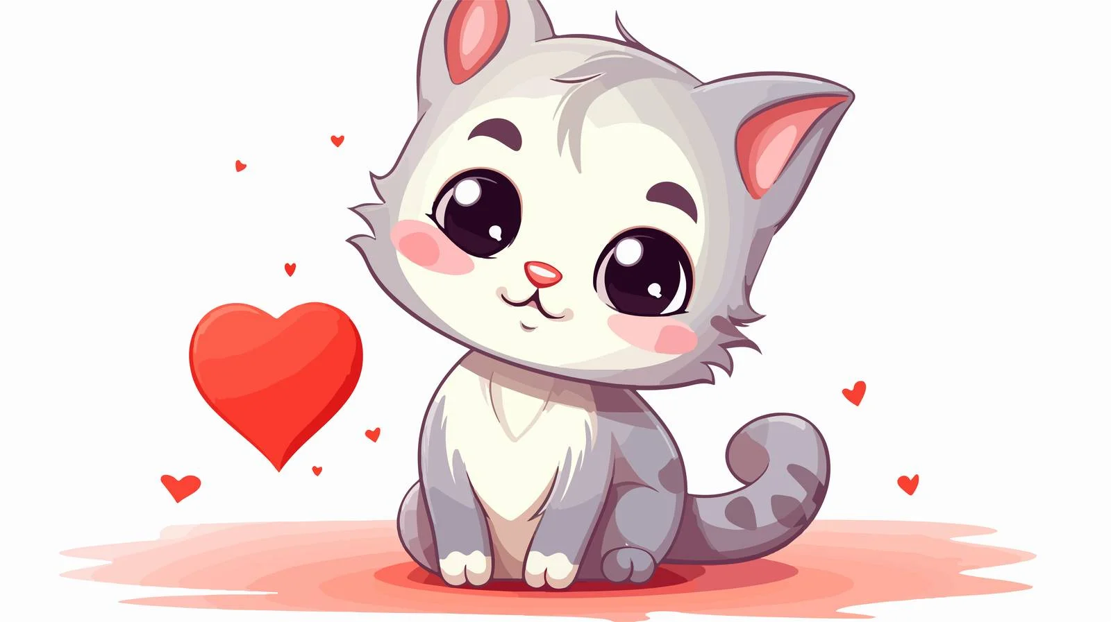 Cat Love Heart Cartoon Vector Illustration — free download from Dotvec