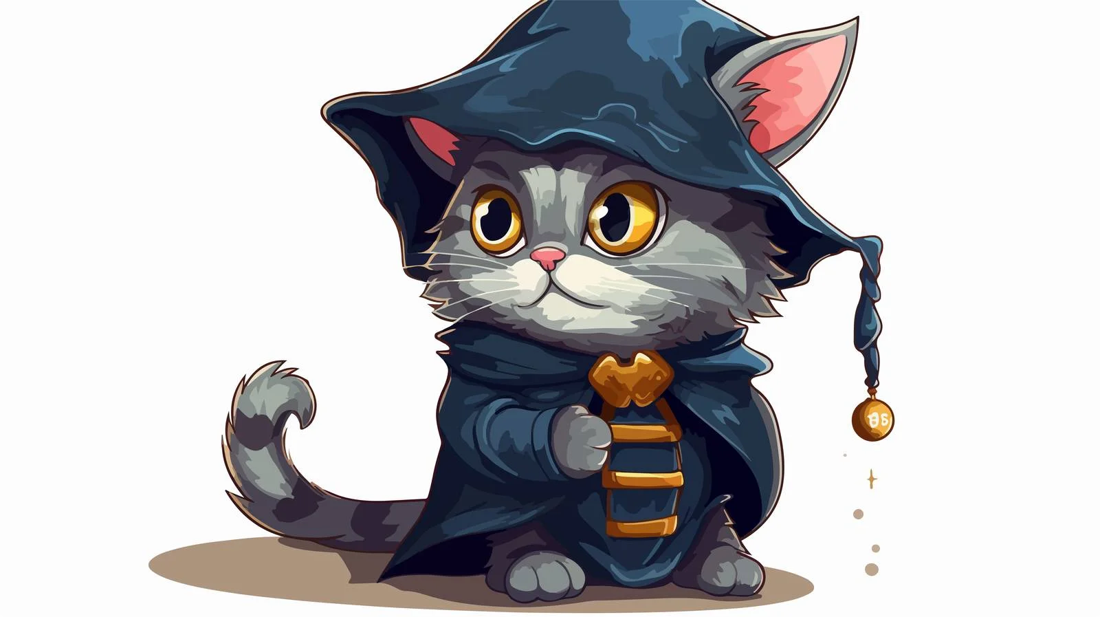 Cartoon Cat Wizard with Thought Bubble — free download from Dotvec