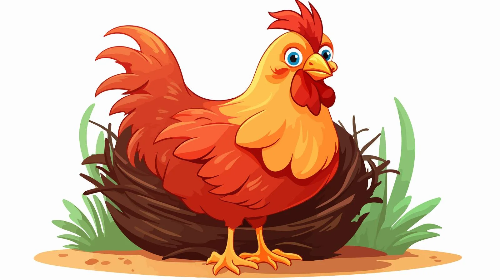 Cartoon Chicken on Nest Vector Illustration — free download from Dotvec