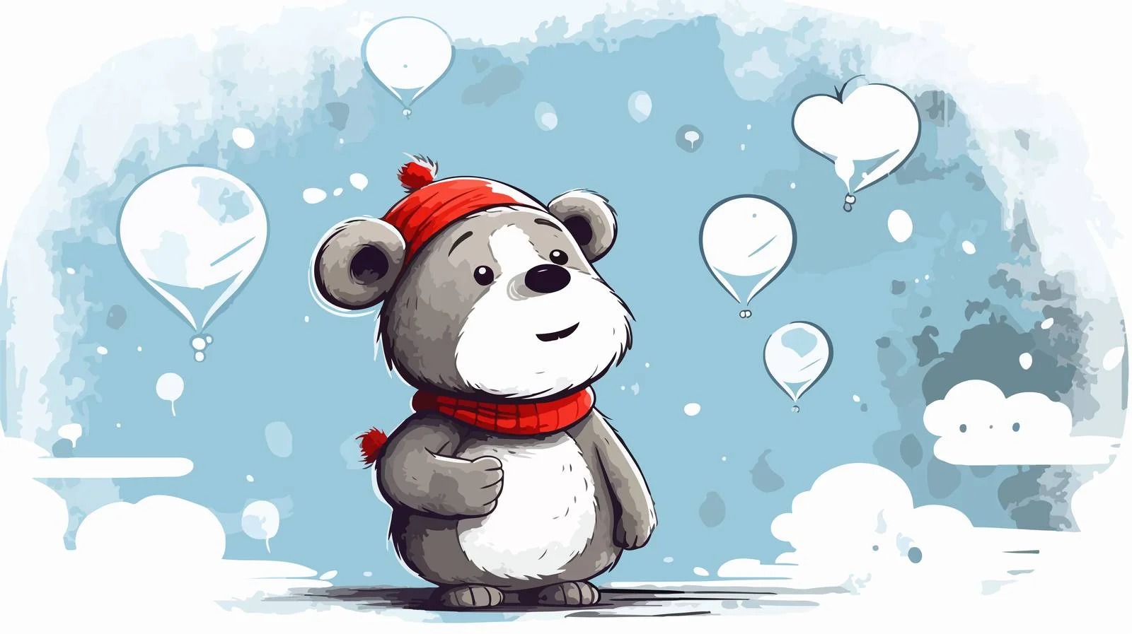 Christmas Bear with Thought Bubble Cartoon — free download from Dotvec
