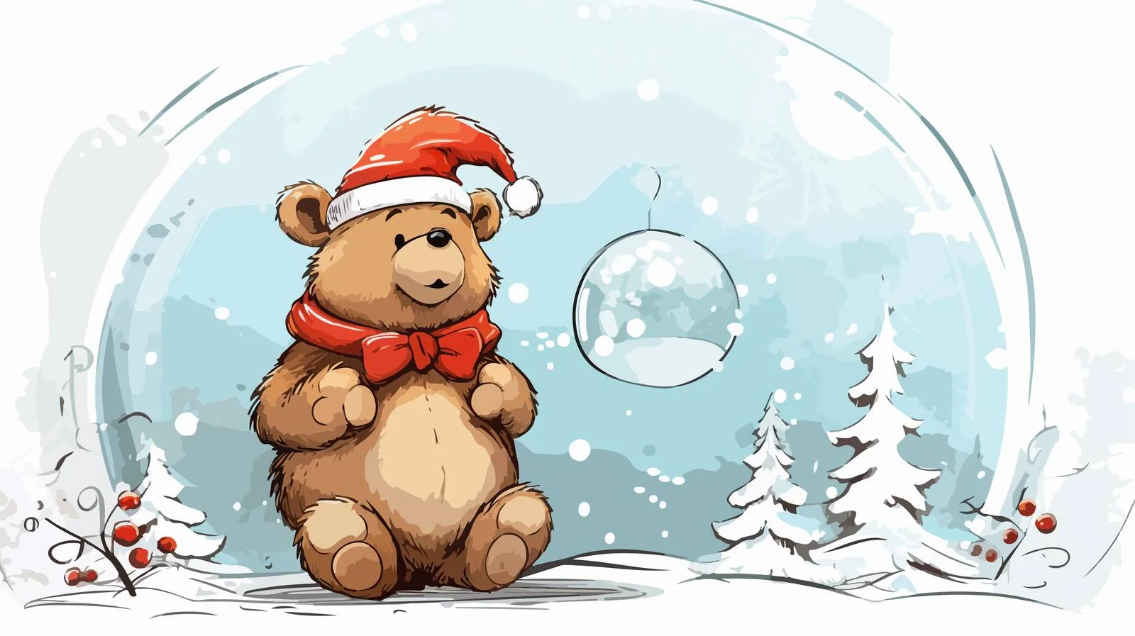 Christmas Bear with Thought Bubble Cartoon — free download from Dotvec