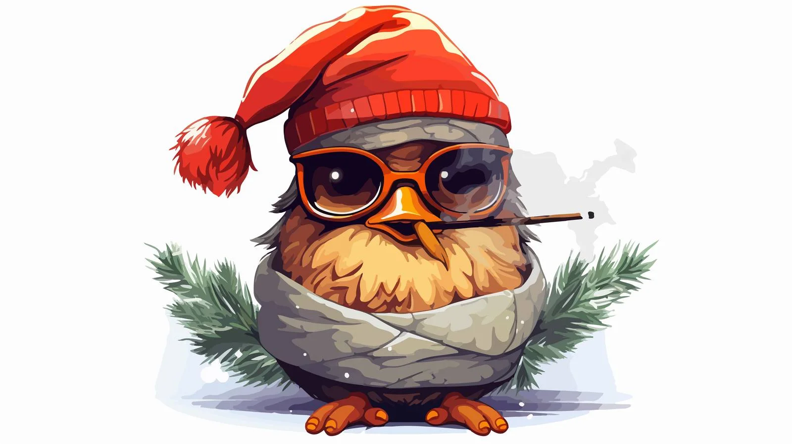 Christmas Robin Smoking Marijuana Cartoon Illustration – free robin image from Dotvec