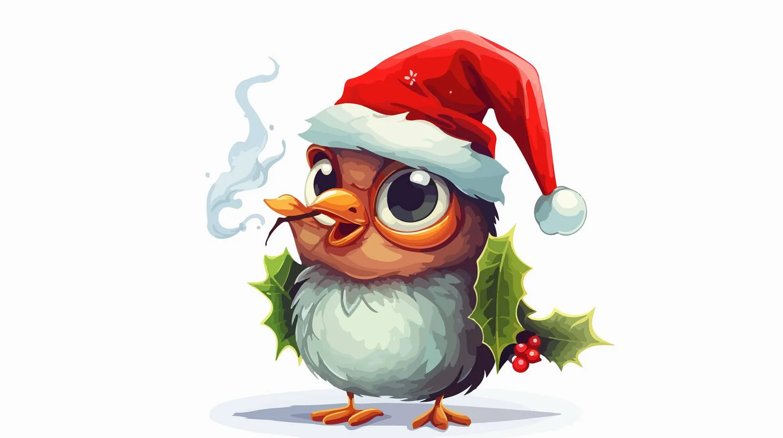 Christmas Robin Smoking Marijuana Cartoon Illustration — free download from Dotvec