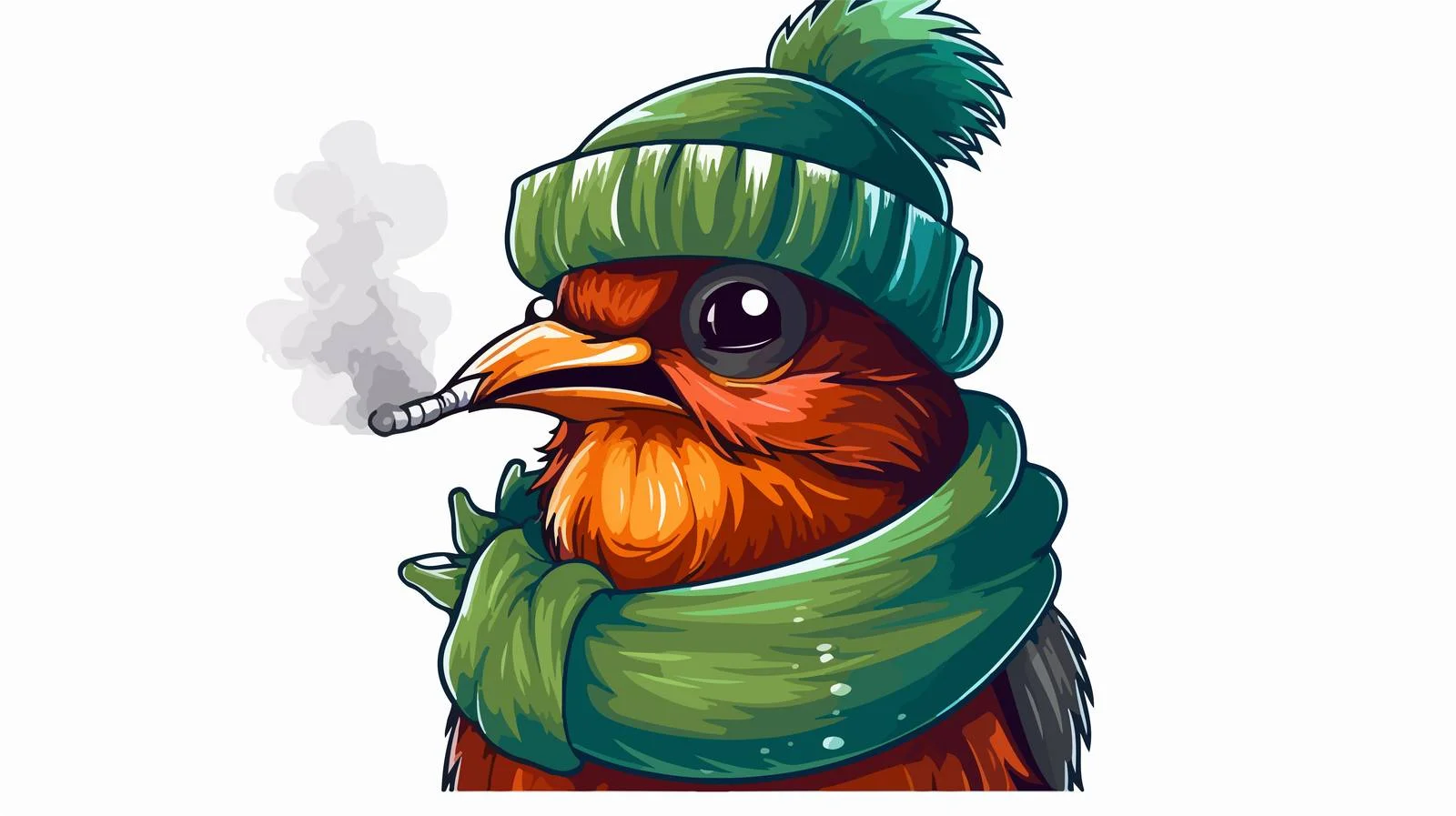 Humorous Christmas Robin Marijuana Illustration – free robin image from Dotvec