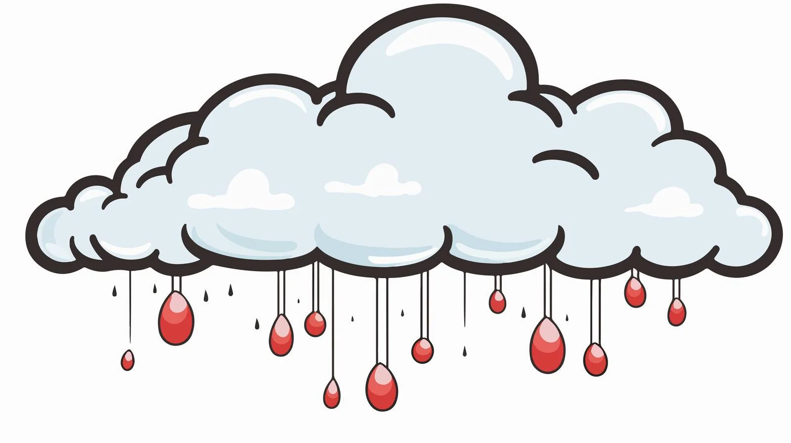 Cute Cartoon Cloud with Rainy Thoughts — free download from Dotvec