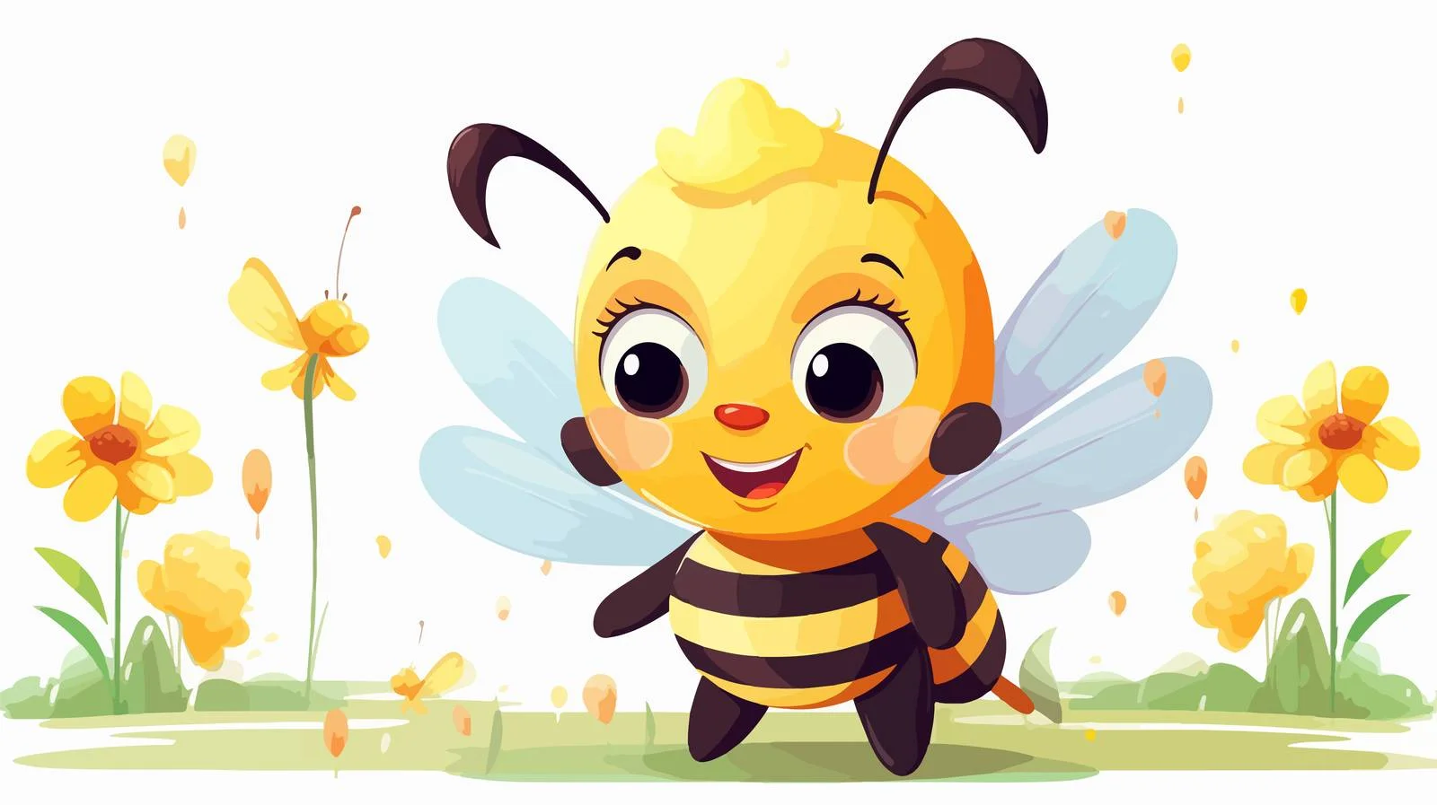 Adorable Bee Flying Along Dotted Path — free download from Dotvec