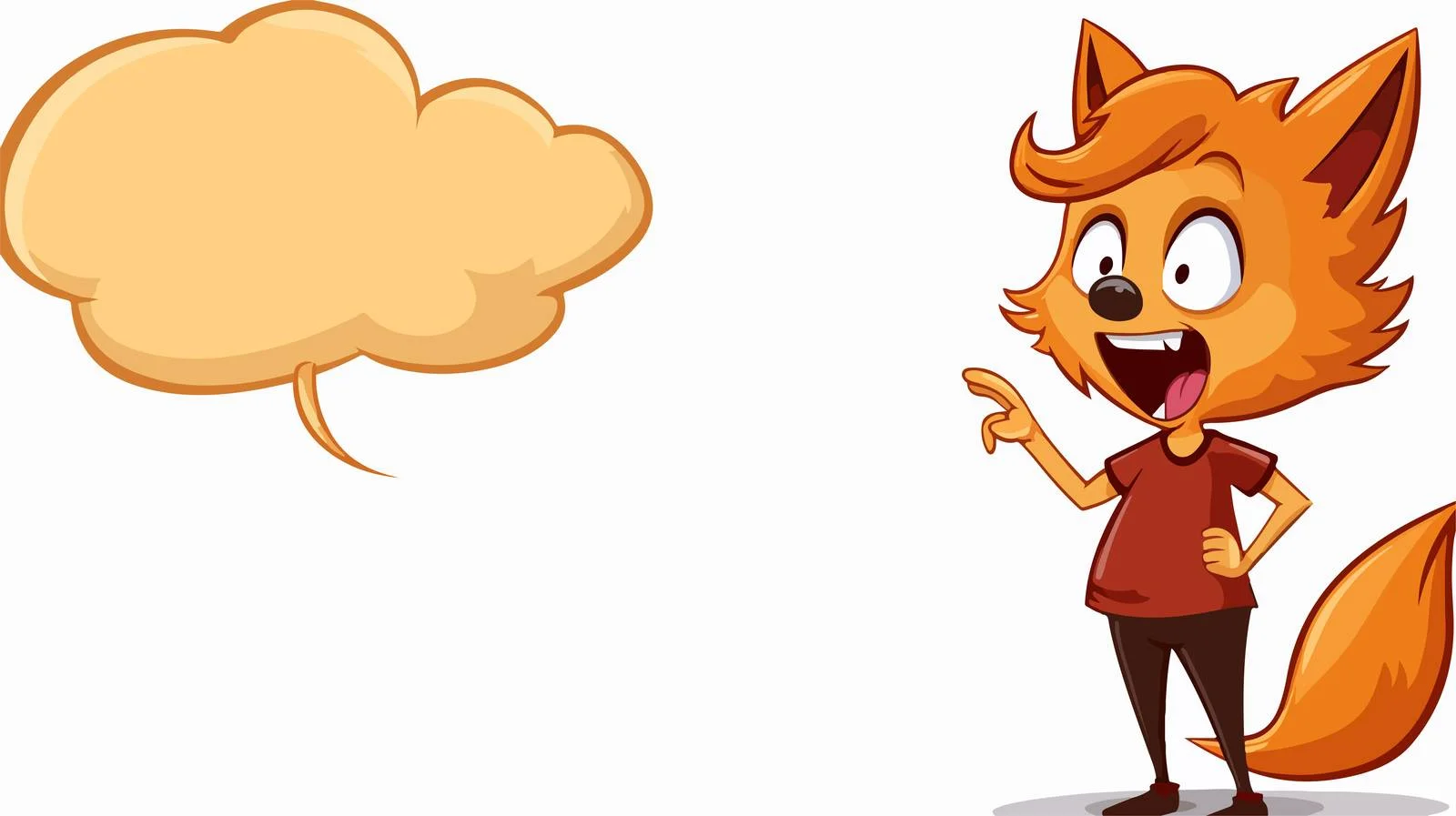 Cheerful Fox Woman with Speech Bubble — free download from Dotvec