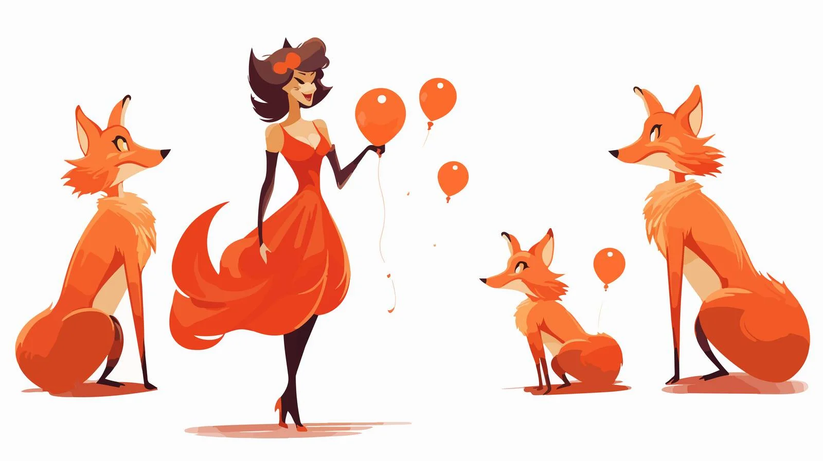Whimsical Fox Woman Dancing Speech Bubble — free download from Dotvec