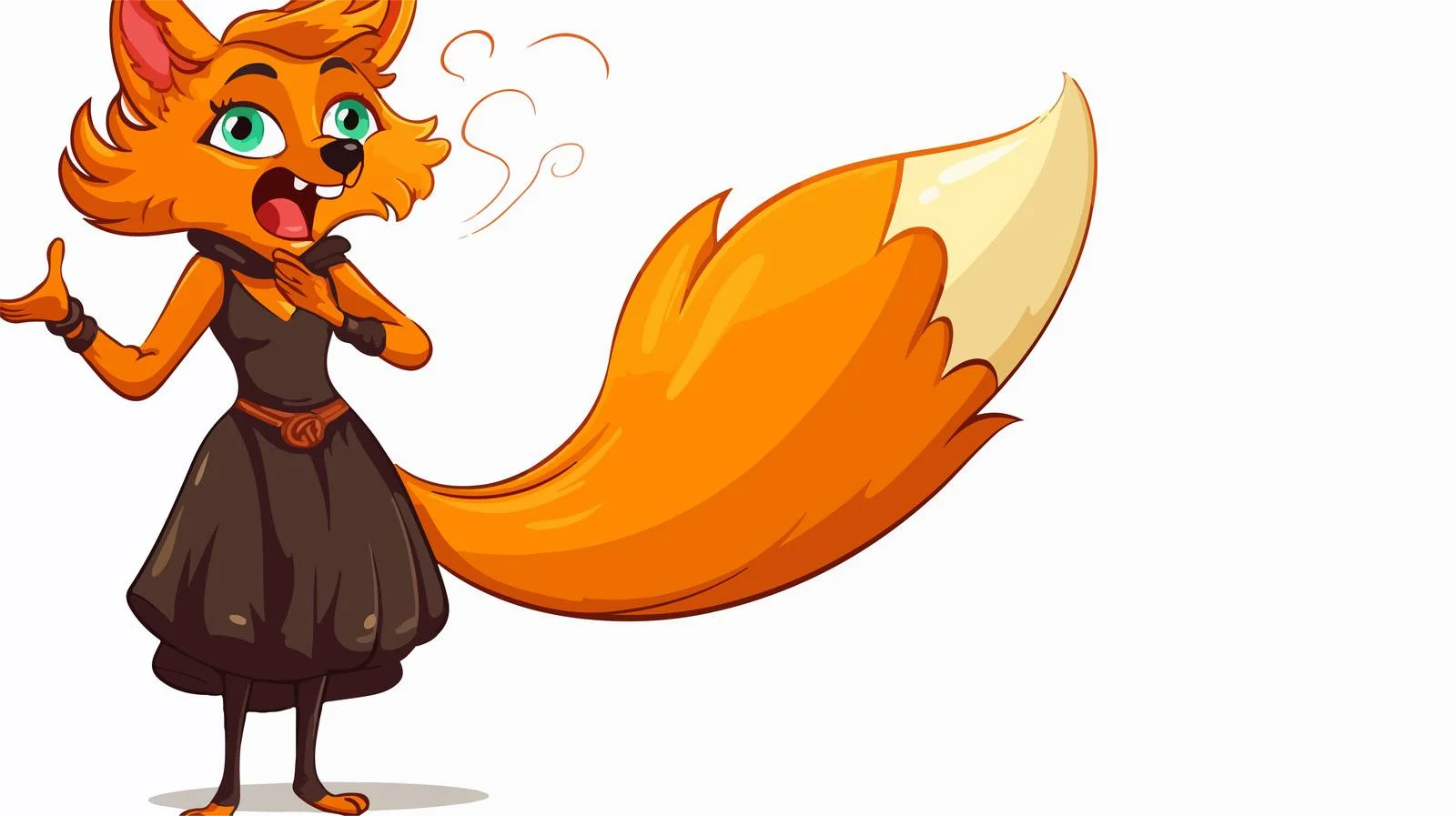 Whimsical Fox Woman Dancing with Speech Bubble — free download from Dotvec