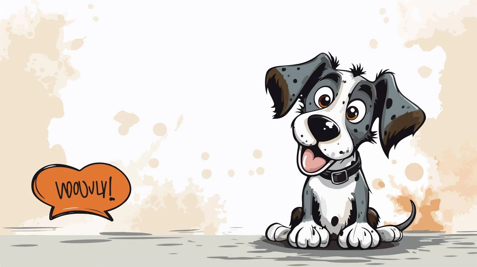 Whimsical Cartoon Dog with Distressed Speech Bubble — free download from Dotvec
