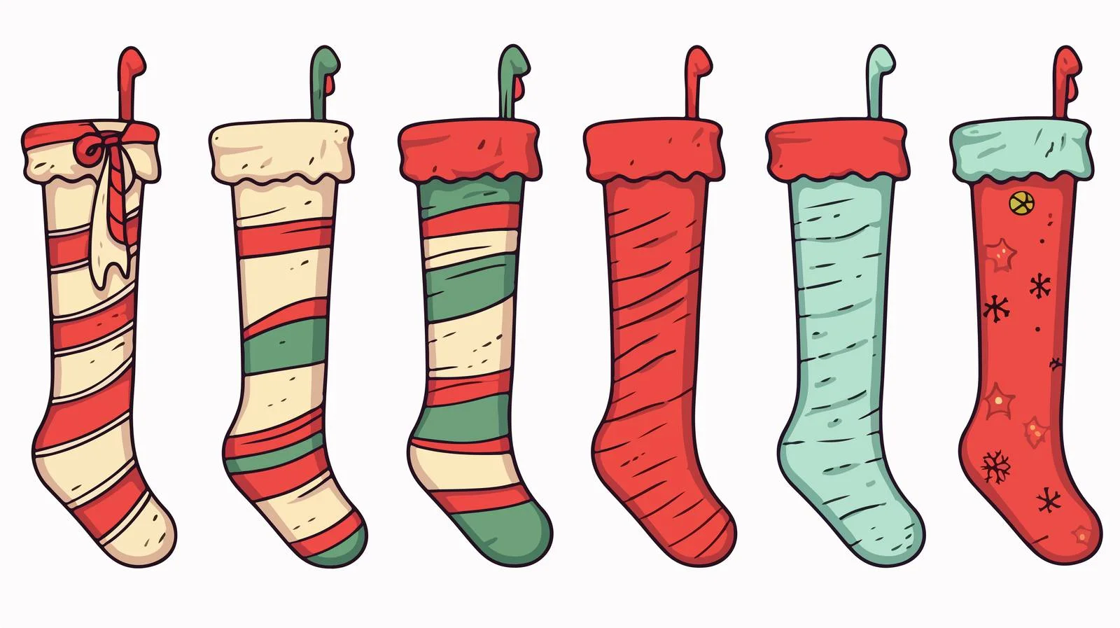 Christmas Stockings Cartoon Doodle Vector Illustration — free download from Dotvec