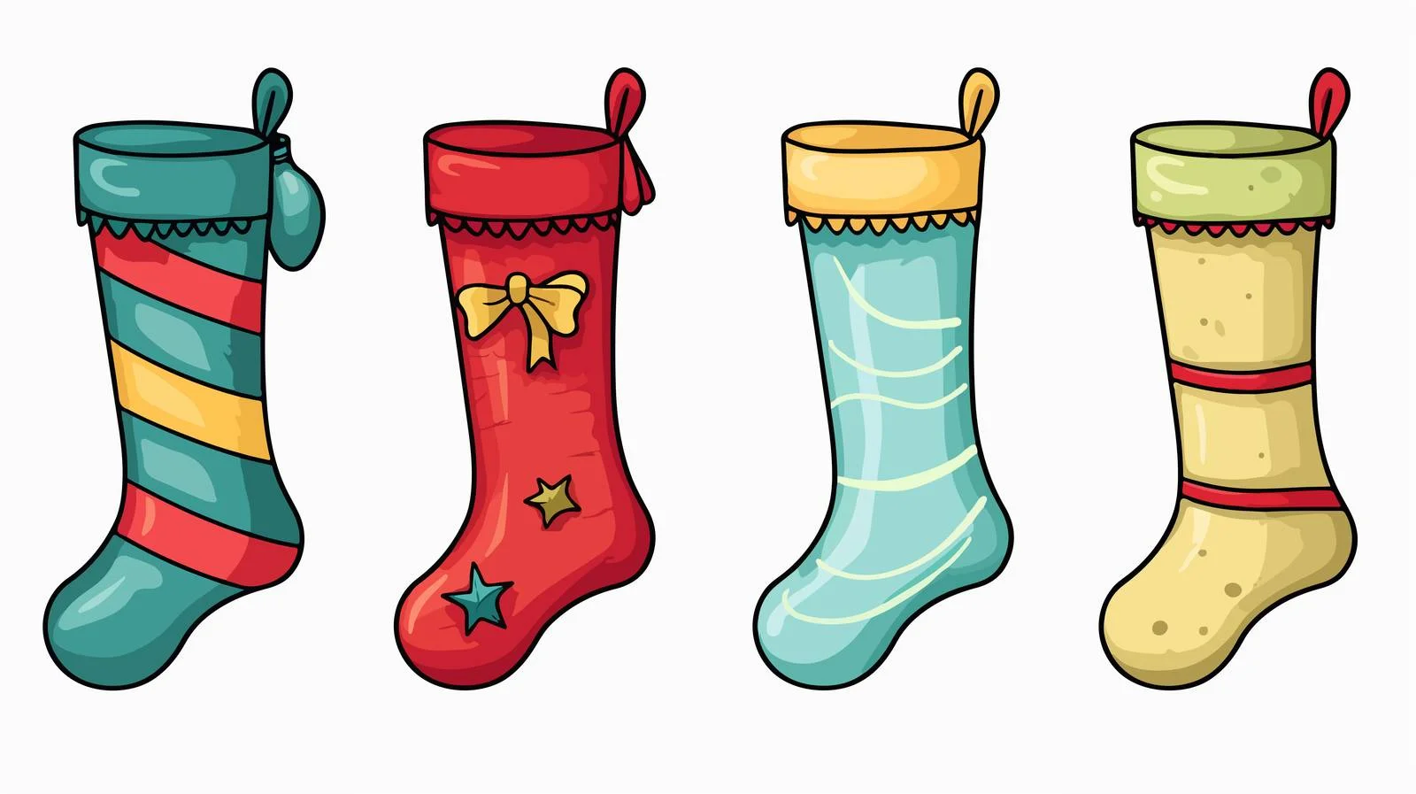 Christmas Stockings Cartoon Doodles Vector Illustration — free download from Dotvec