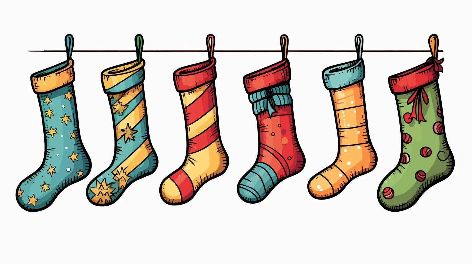 Christmas Stockings Cartoon Doodle Vector Illustration — free download from Dotvec