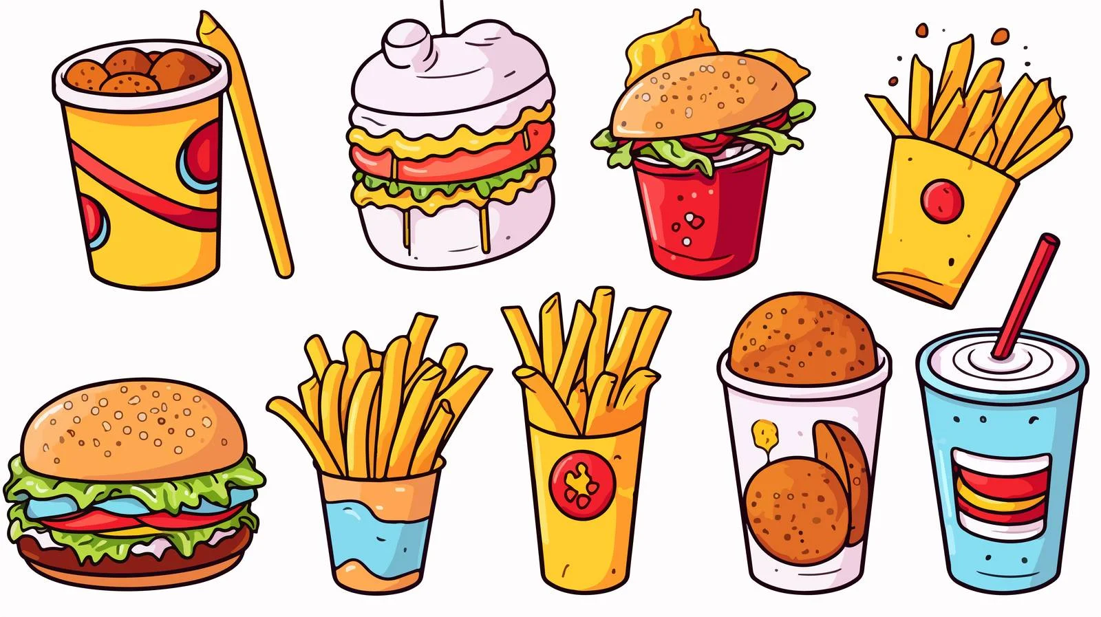 Illustration: Cartoon Food Take-Out — free download from Dotvec