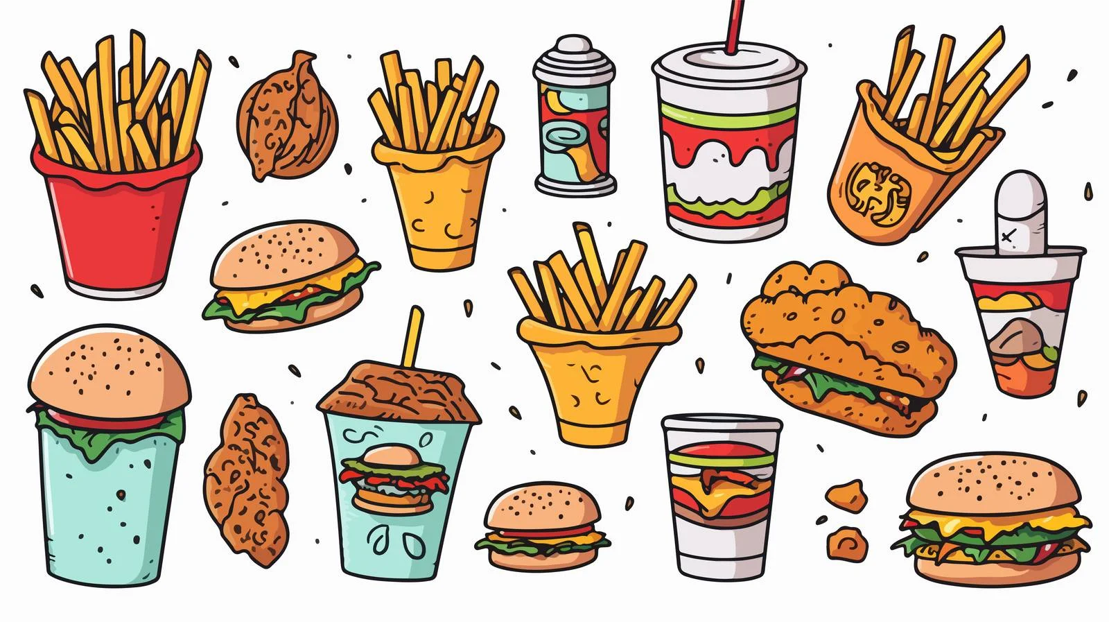 Cartoon Food Take-Out Illustration — free download from Dotvec