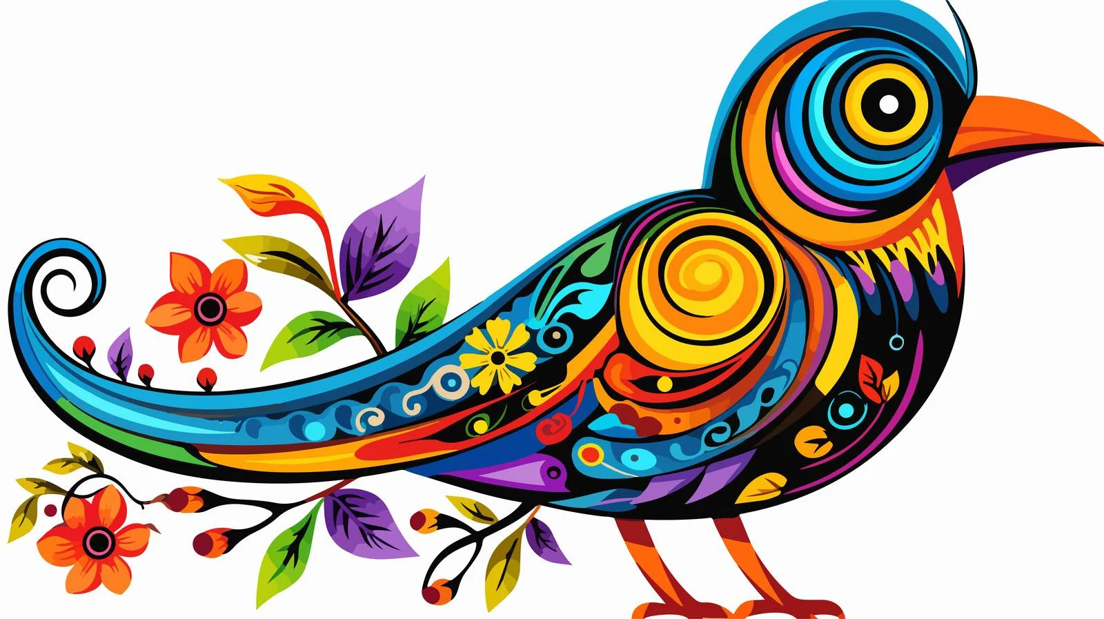 Whimsical Garden Bird Stock Vector Illustration — free download from Dotvec