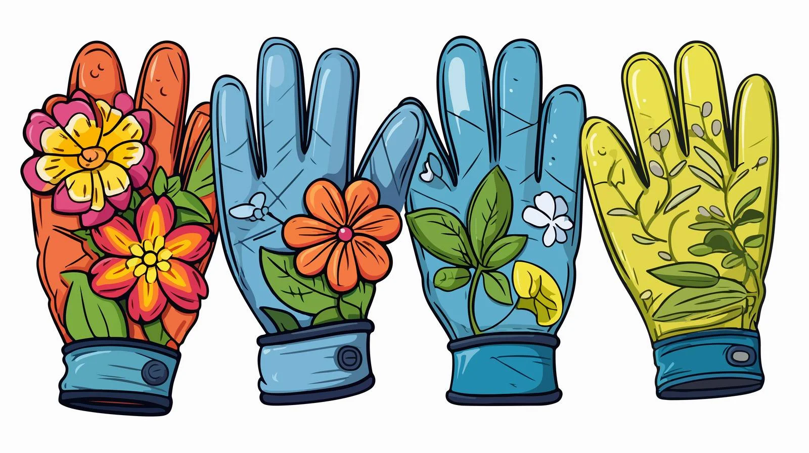 Whimsical Garden Gloves Illustration — free download from Dotvec