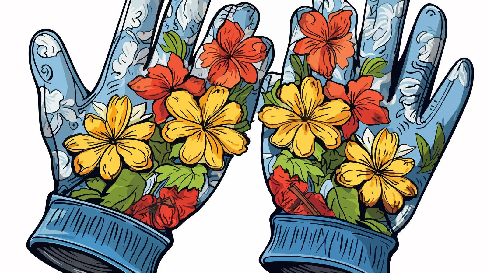 Whimsical Garden Gloves Illustration — free download from Dotvec