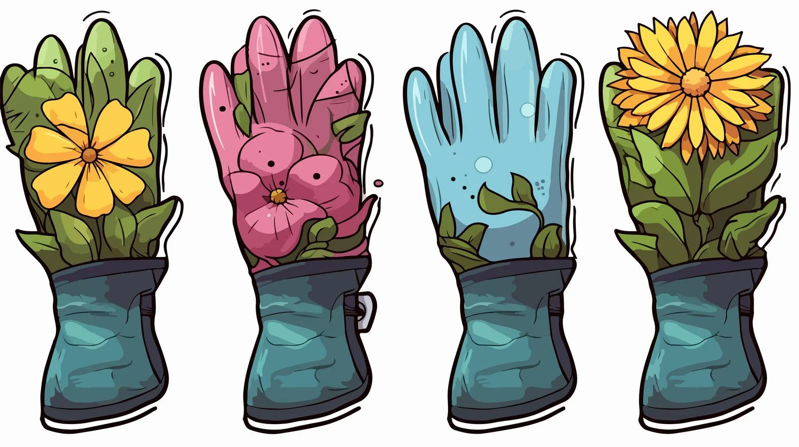 Whimsical Garden Gloves Illustration — free download from Dotvec