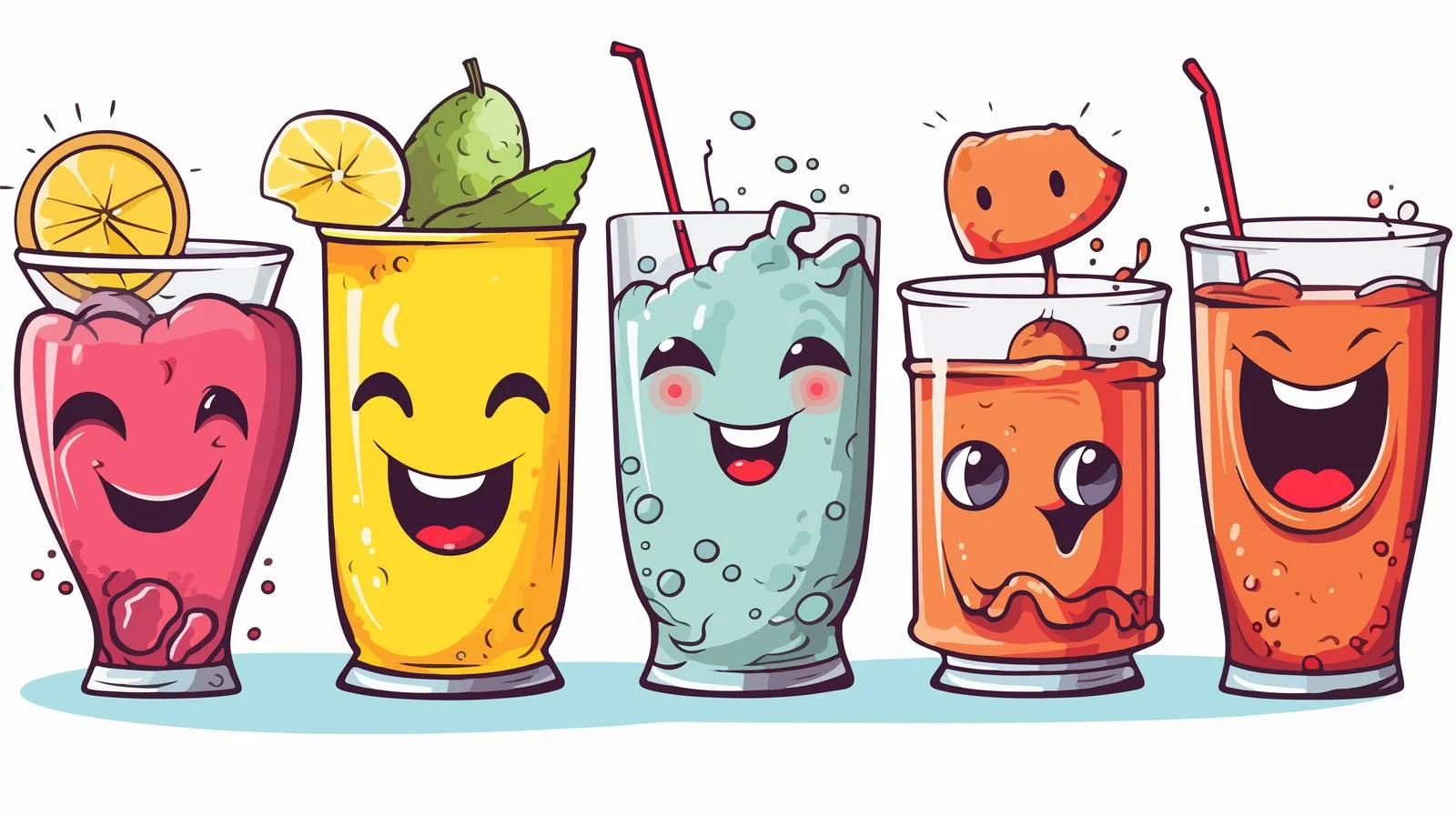 Cheerful Drink Cartoons Illustration — free download from Dotvec