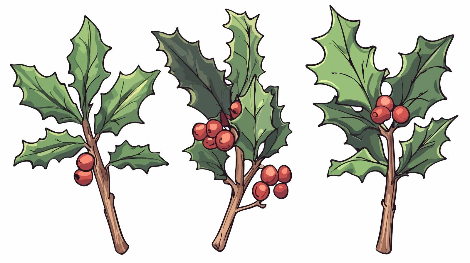 Cartoon Holly Twig Vector Illustration — free download from Dotvec