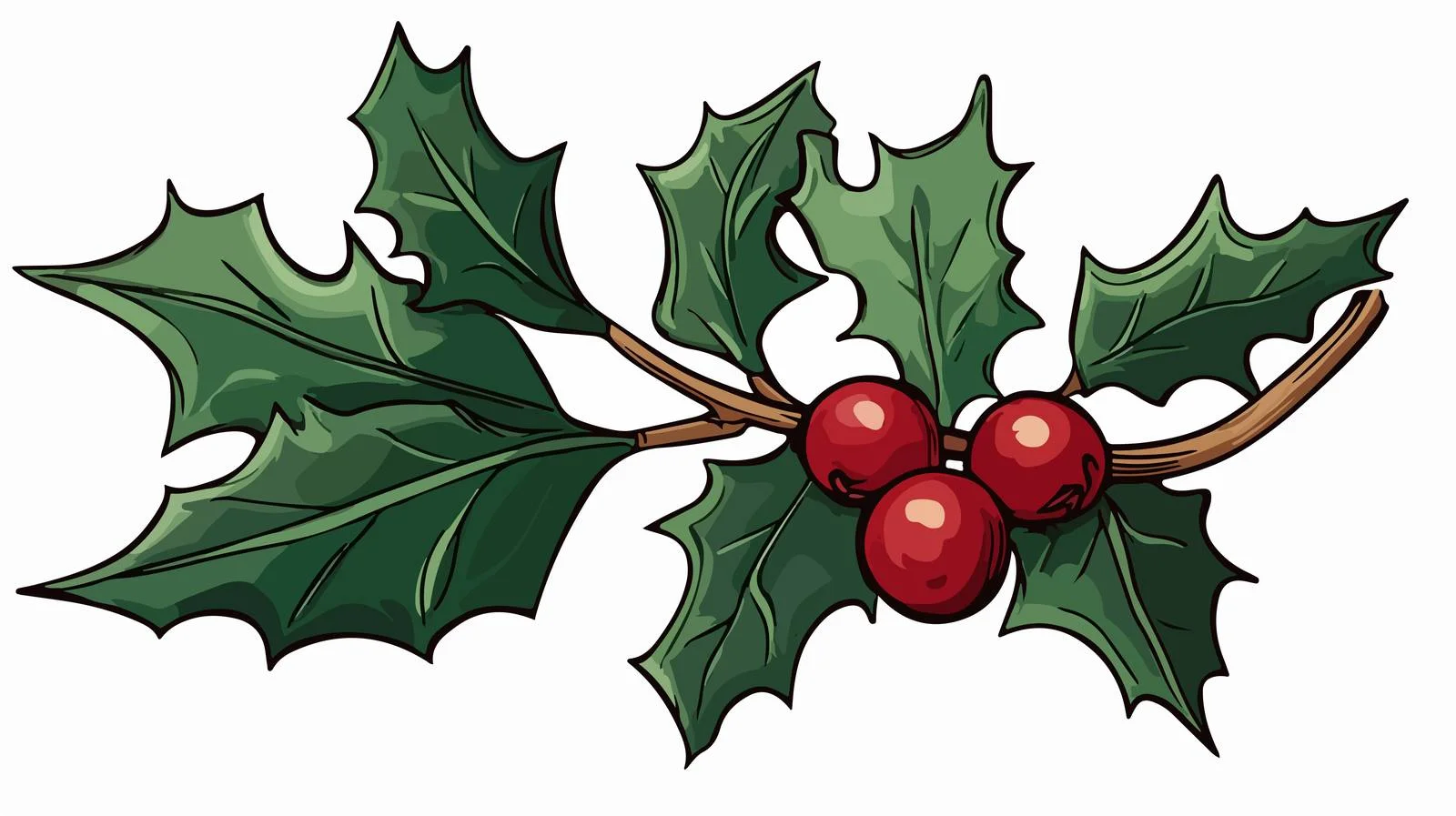 Holly Twig Cartoon Doodle Stock Vector — free download from Dotvec