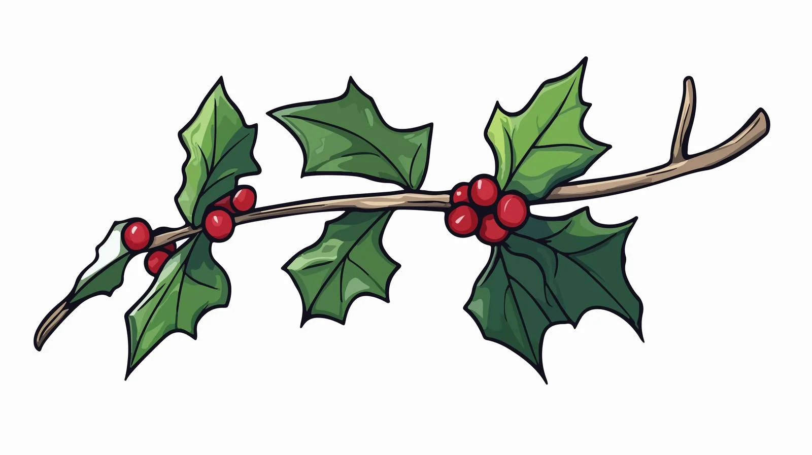Cartoon Holly Twig Vector Illustration — free download from Dotvec