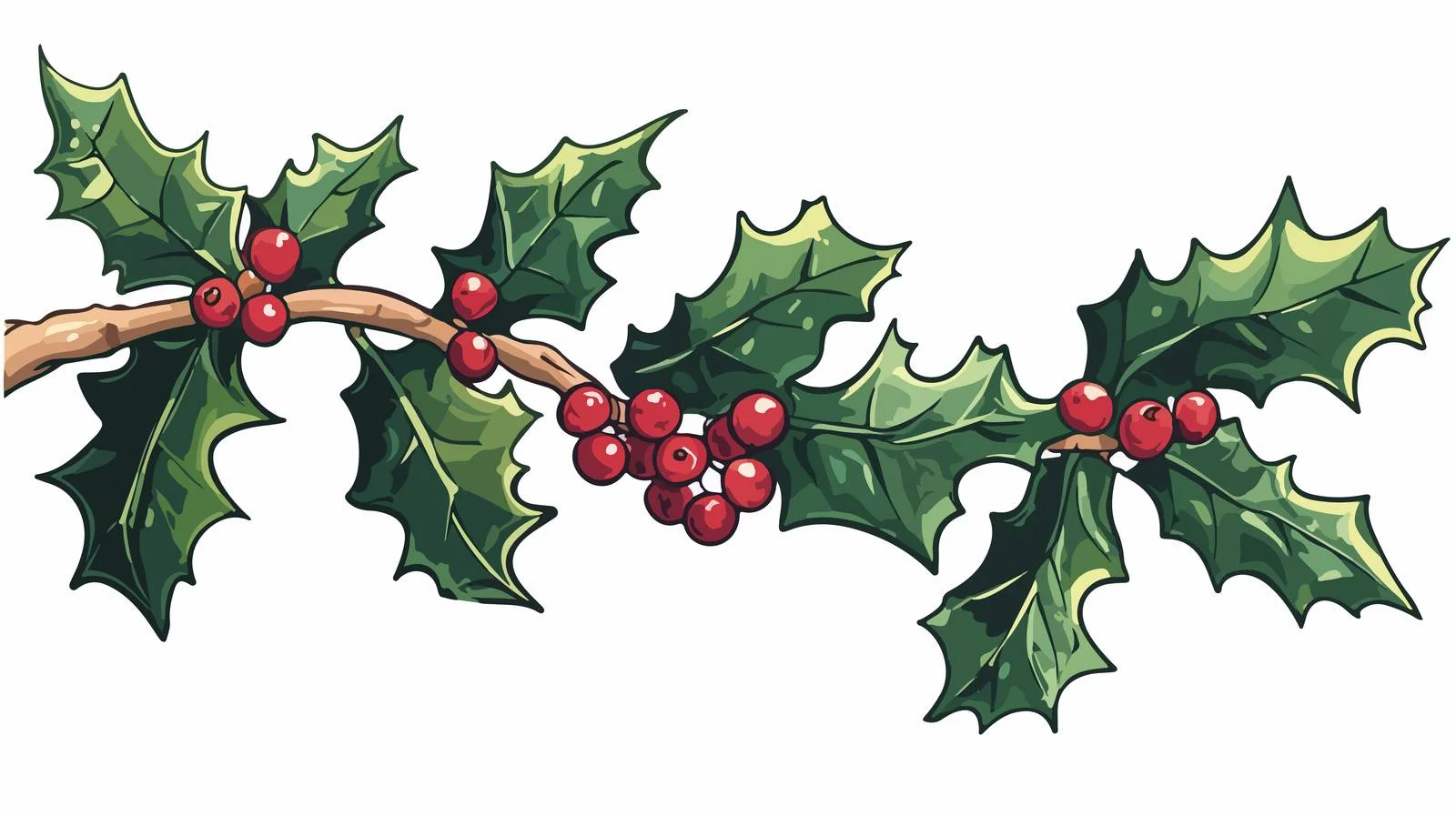 Festive Holly Twig Cartoon Vector Illustration — free download from Dotvec