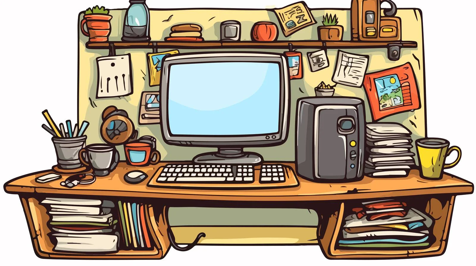 Cartoon Office Computer Vector Illustration — free download from Dotvec