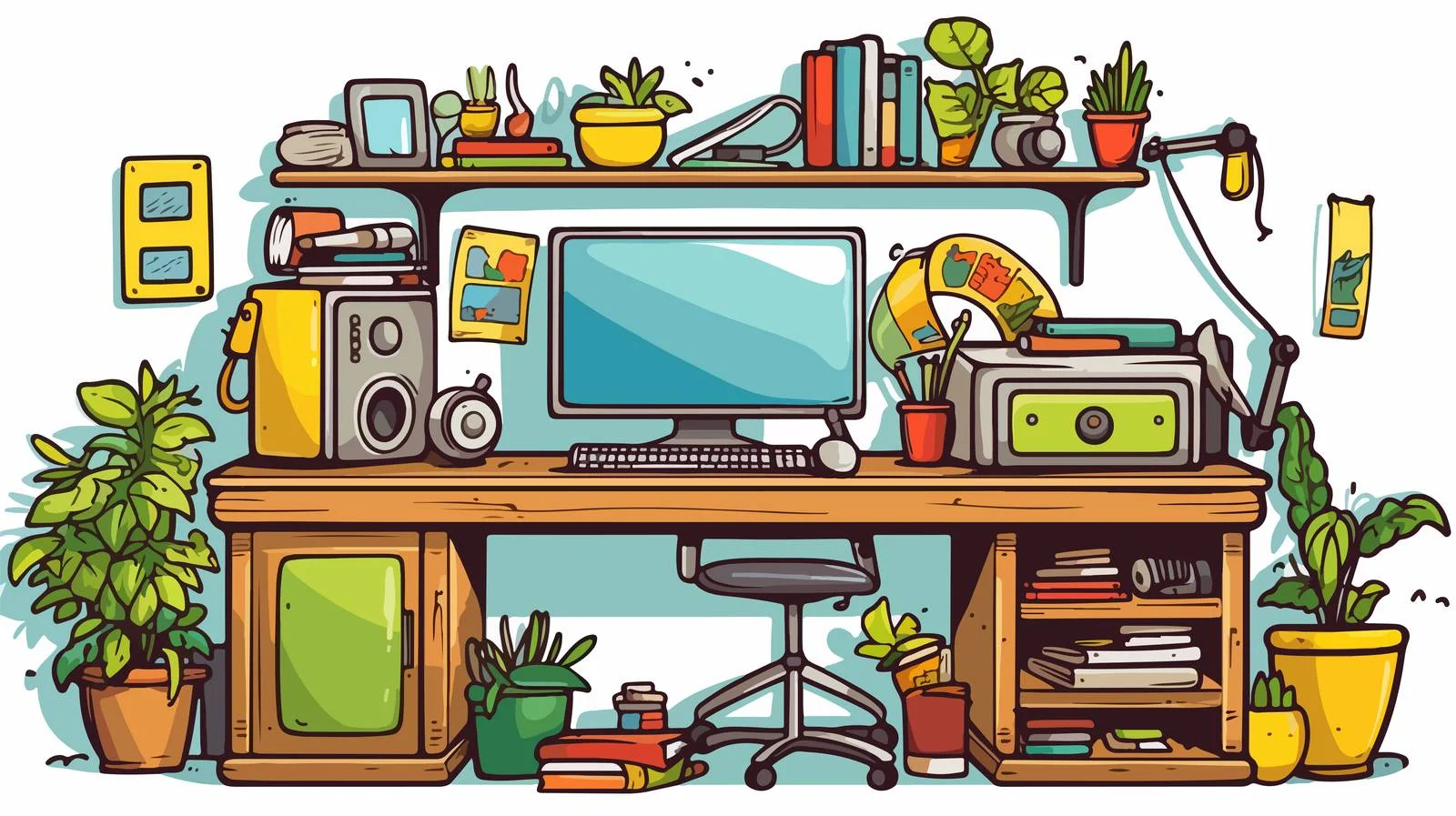 Cartoon Office Computer Vector Illustration — free download from Dotvec