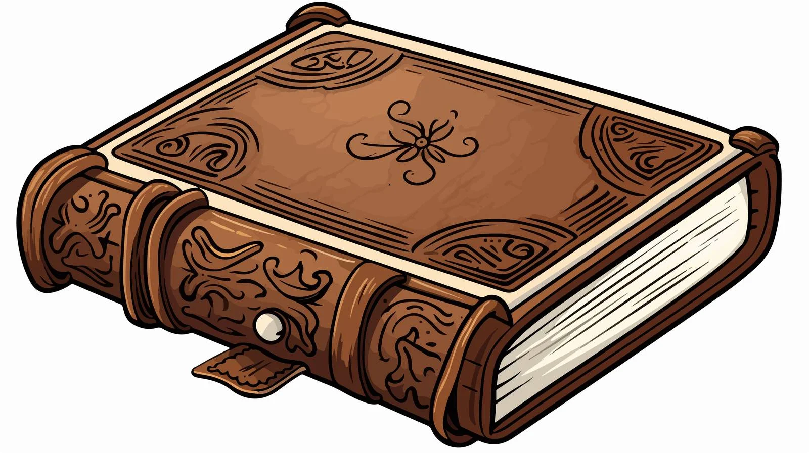 Vintage Leather Book Cartoon Illustration — free download from Dotvec