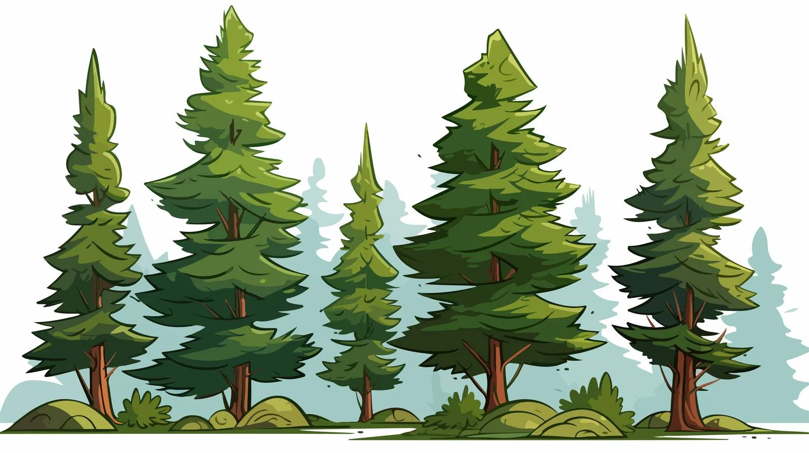 Cartoon Pine Trees Stock Illustration — free download from Dotvec