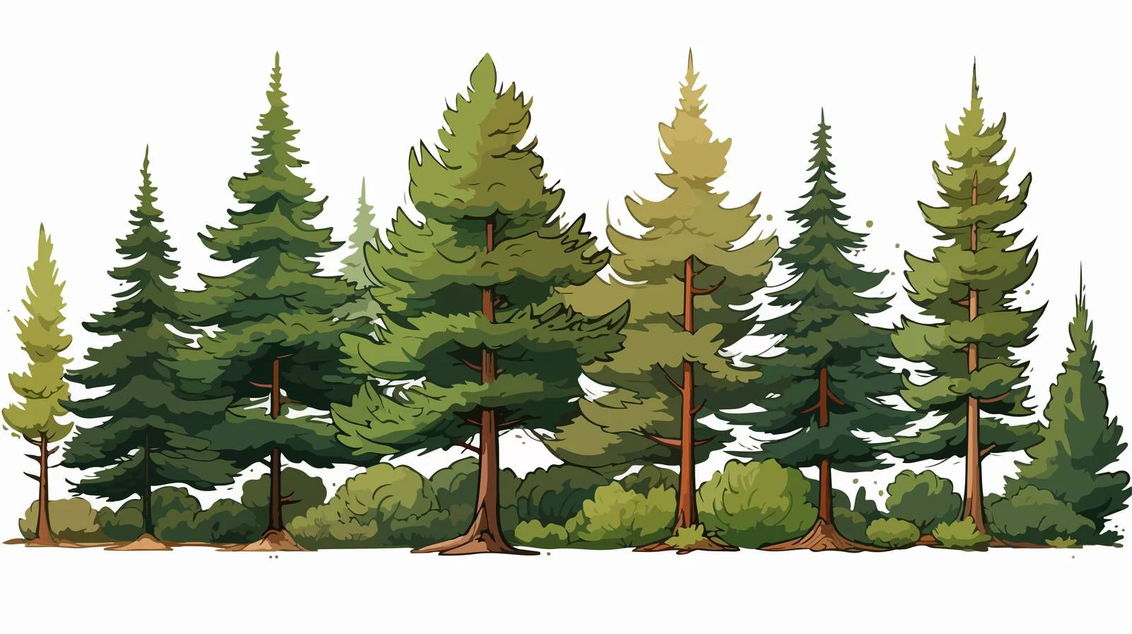 Whimsical Pine Trees Stock Illustration — free download from Dotvec