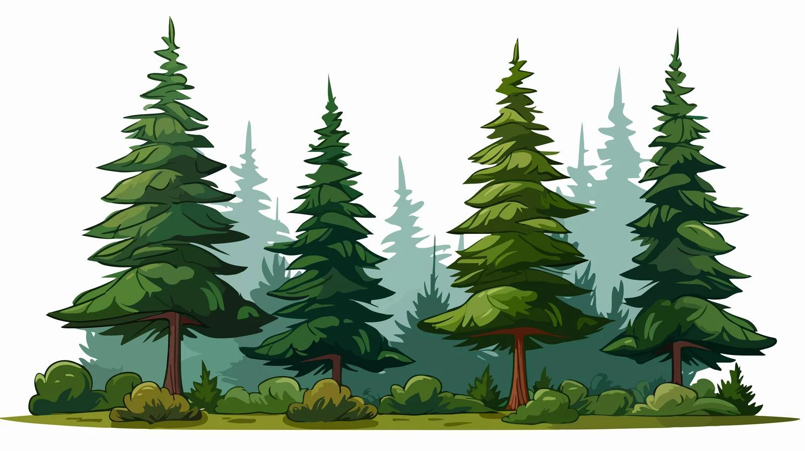 Whimsical Pine Trees Illustration — free download from Dotvec