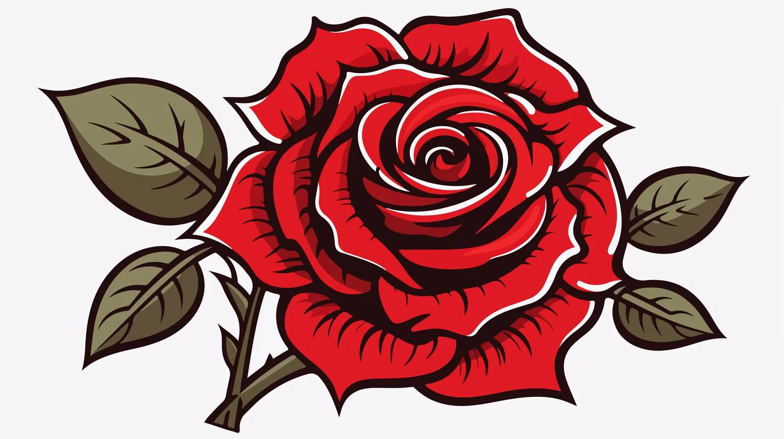 Cartoon Rose Tattoo Symbol Vector Illustration — free download from Dotvec