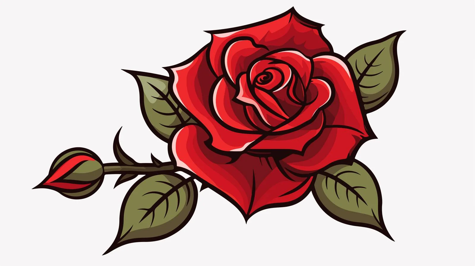 Cartoon Rose Tattoo Symbol Vector — free download from Dotvec