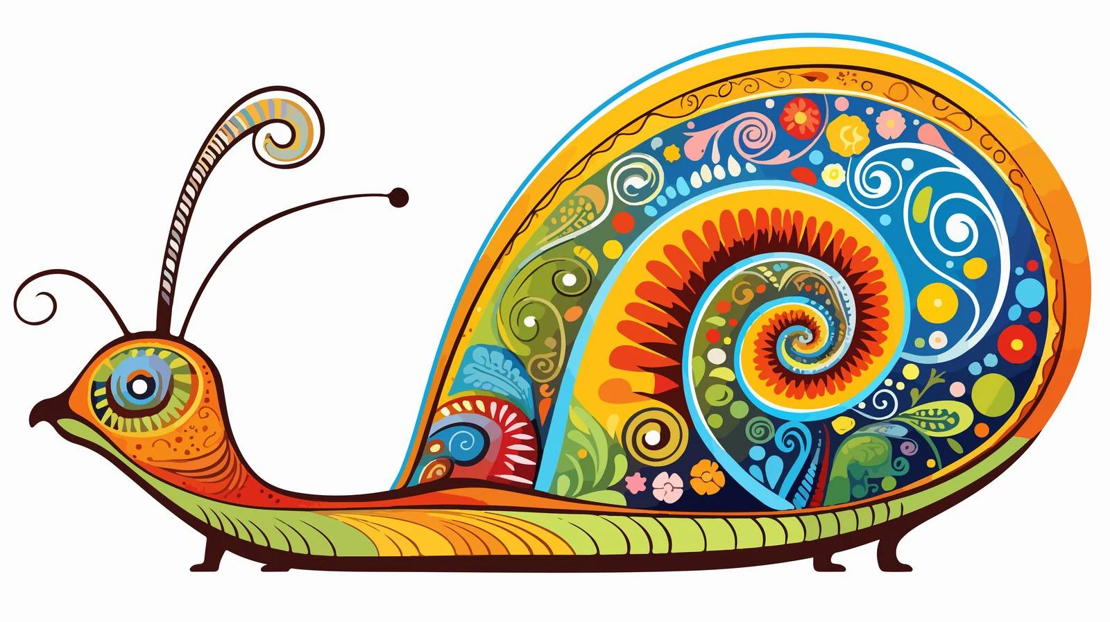 Whimsical Snail Cartoon Vector Illustration — free download from Dotvec