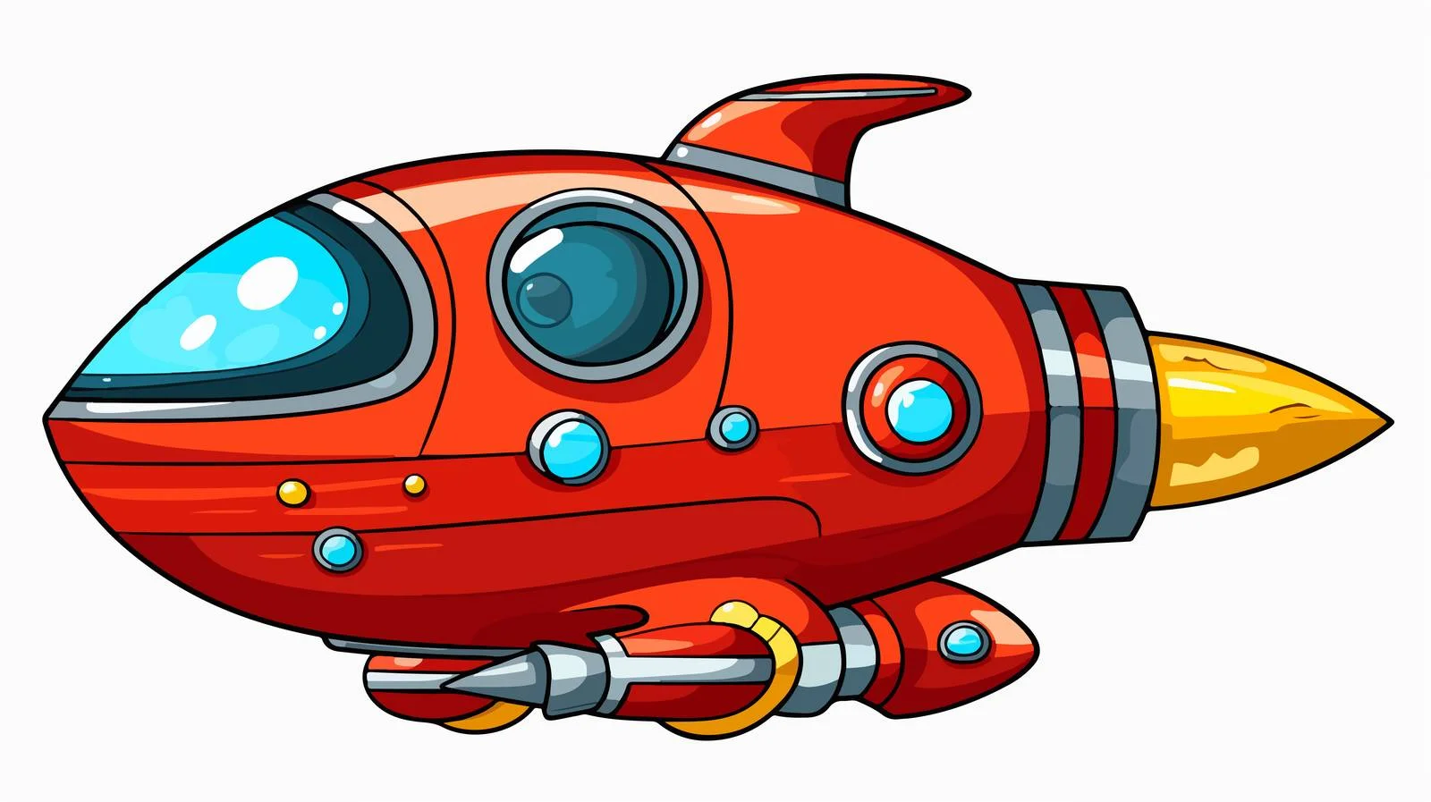 Cute Doodle Spaceship Illustration — free download from Dotvec