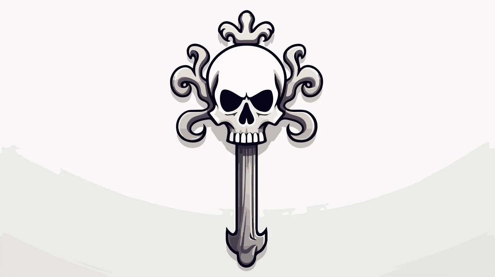 Spooky Skull Key Cartoon Illustration — free download from Dotvec