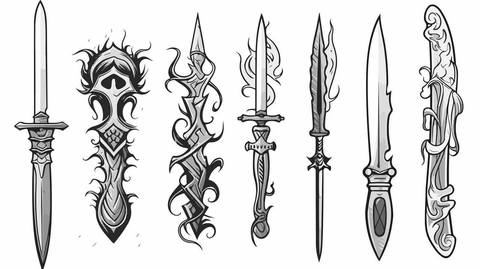 Cartoon Tattoo Dagger Symbol Vector Illustration — free download from Dotvec